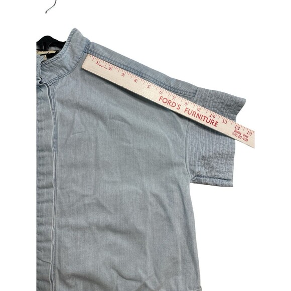 Tuckernuck Sofia Top XXS Light Wash Denim Trapunto Stitch Short Sleeve Shirt - Picture 10 of 10